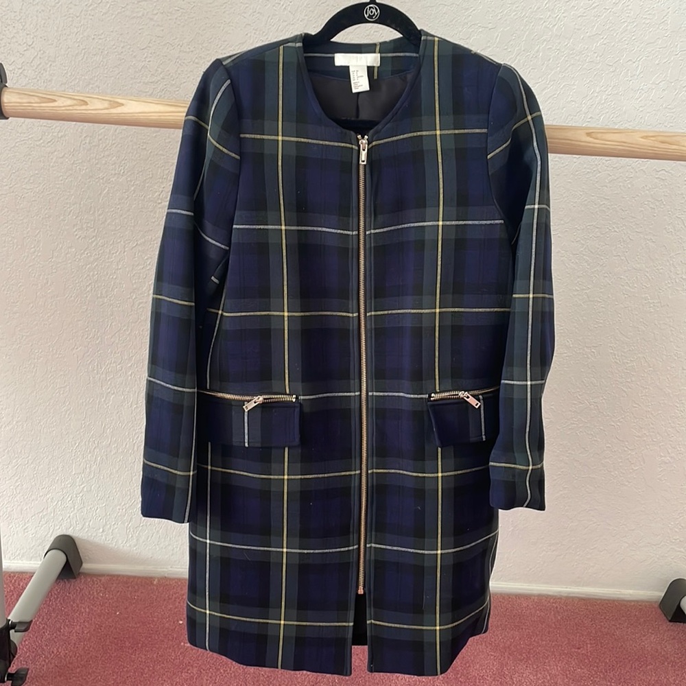 HM Plaid Women's Jacket - Navy and Green
